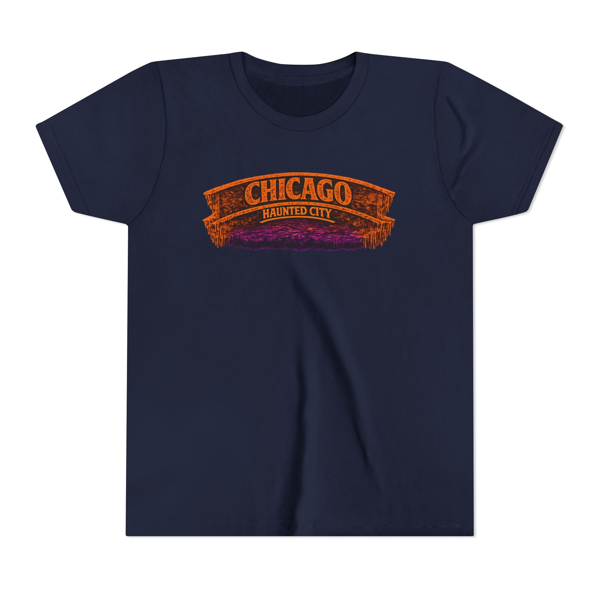 Chicago Haunted City Youth Tee — Halloween Pumpkin Skyline Shirt