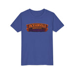 Jacksonville Haunted City Youth Tee — Halloween Smiling Mask Character