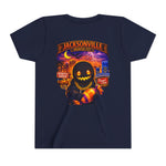 Jacksonville Haunted City Youth Tee — Halloween Smiling Mask Character