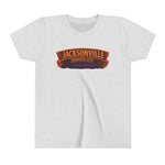 Jacksonville Haunted City Youth Tee — Halloween Smiling Mask Character