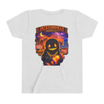 Jacksonville Haunted City Youth Tee — Halloween Smiling Mask Character