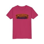 Jacksonville Haunted City Youth Tee — Halloween Smiling Mask Character