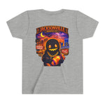 Jacksonville Haunted City Youth Tee — Halloween Smiling Mask Character