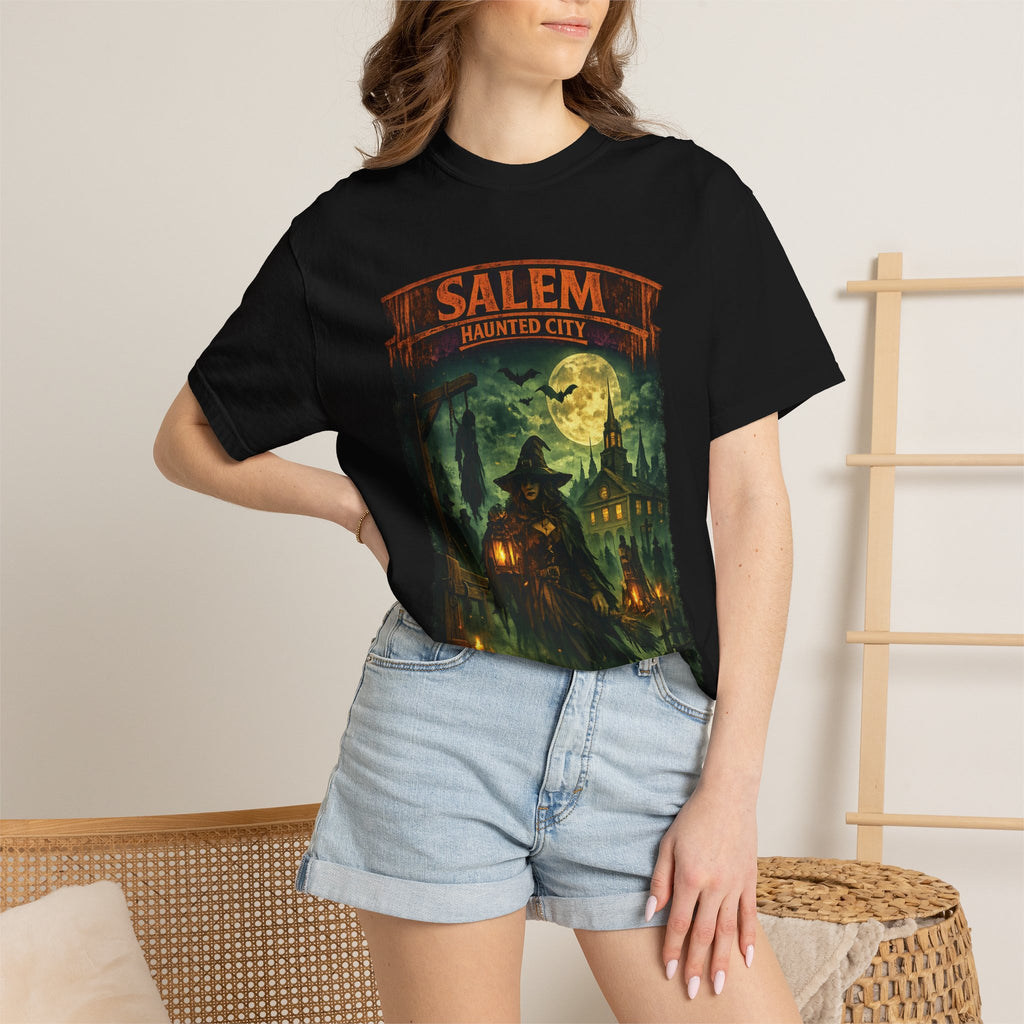 Salem Haunted City T-Shirt — Spooky Witch & Jack-O'-Lantern Halloween Tee