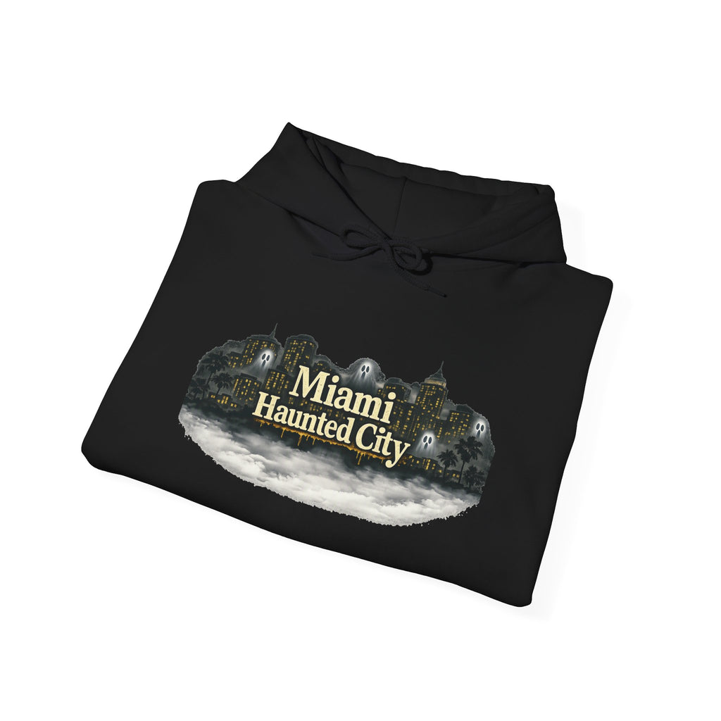 Miami Haunted City Hoodie — Vintage Haunted House Graphic Pullover