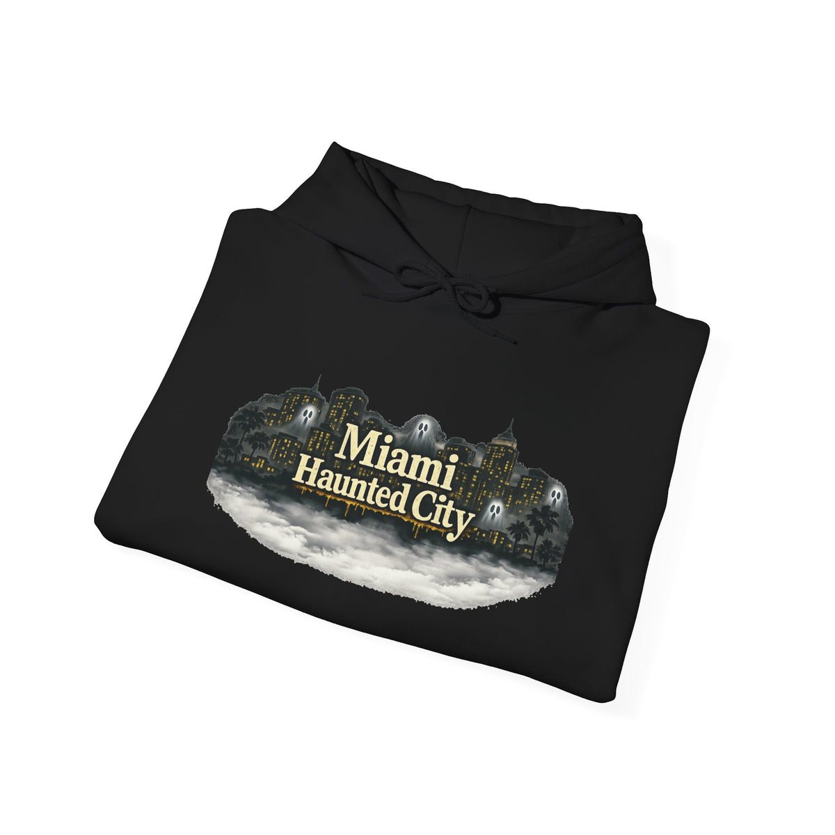 Miami Haunted City Hoodie — Vintage Haunted House Graphic Pullover