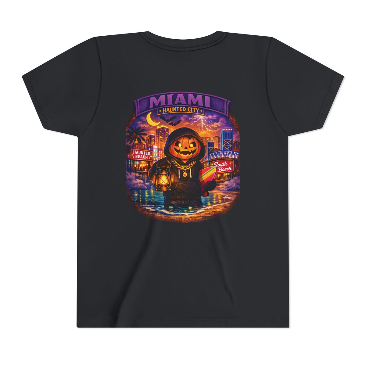 Miami Haunted City Youth Tee – Pumpkin Jack-O'-Lantern Halloween Shirt
