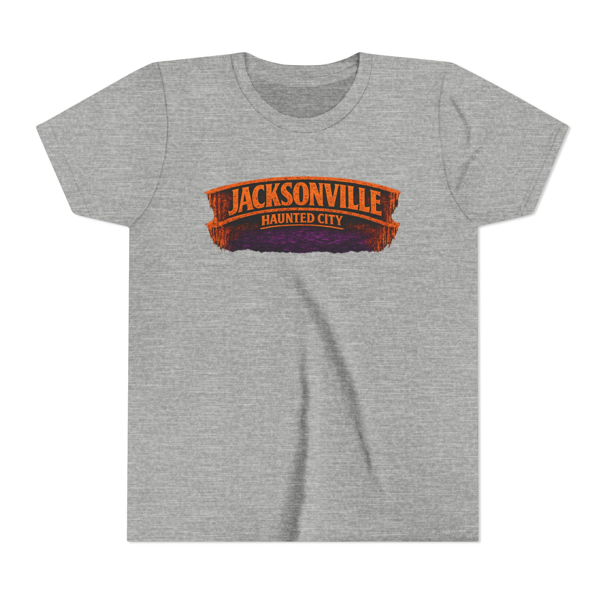 Jacksonville Haunted City Youth Tee — Halloween Smiling Mask Character