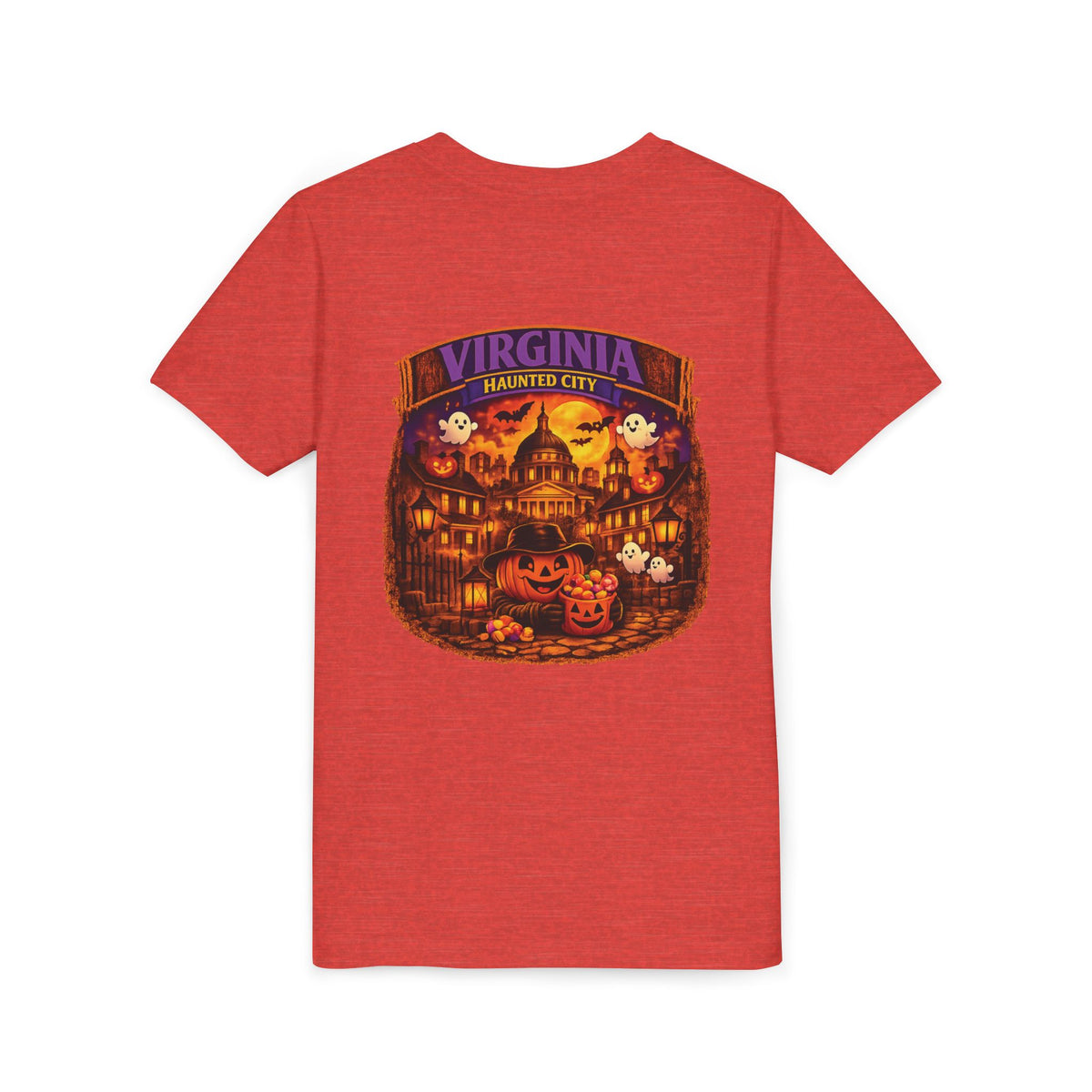 Virginia Haunted City Youth Tee — Halloween Pumpkin Ghosts Tee