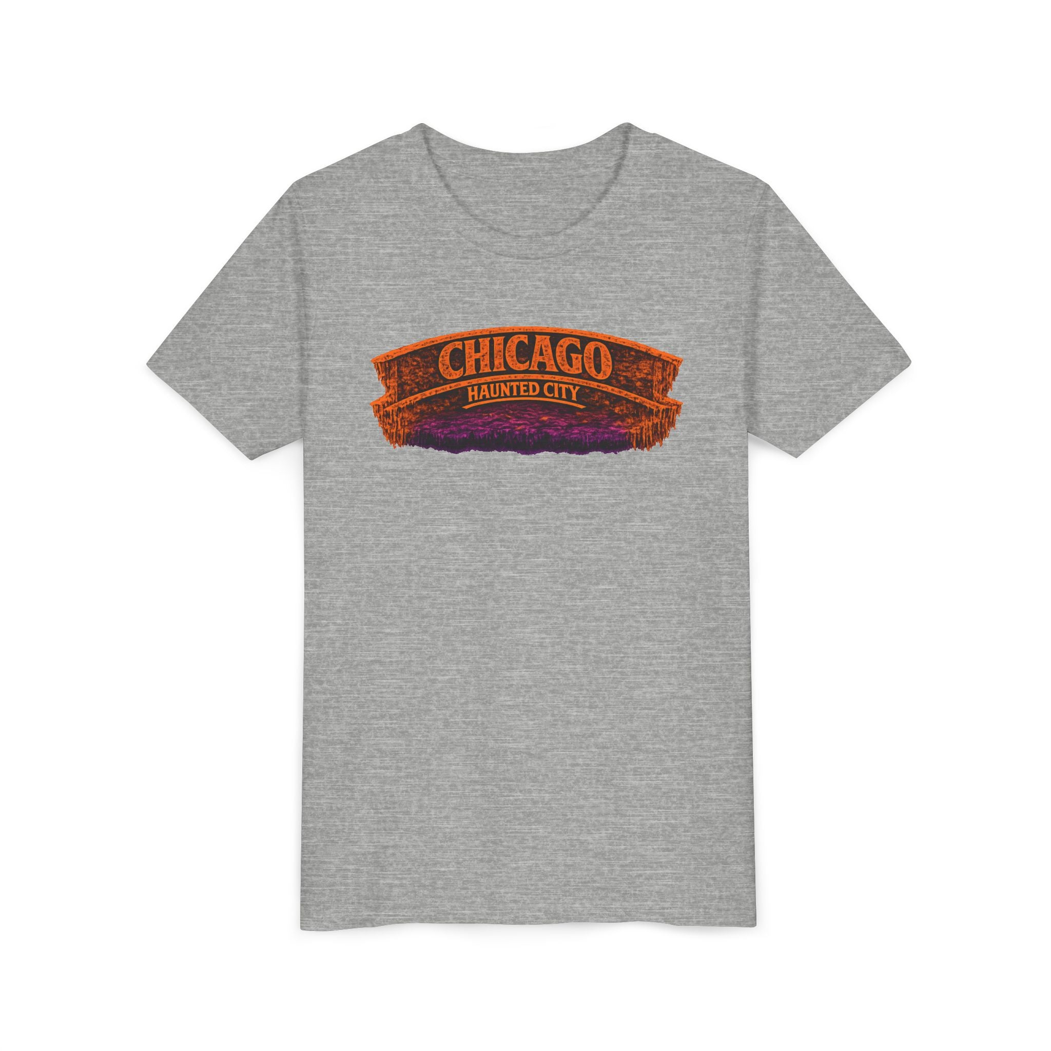 Chicago Haunted City Youth Tee — Halloween Pumpkin Skyline Shirt