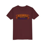 Jacksonville Haunted City Youth Tee — Halloween Smiling Mask Character