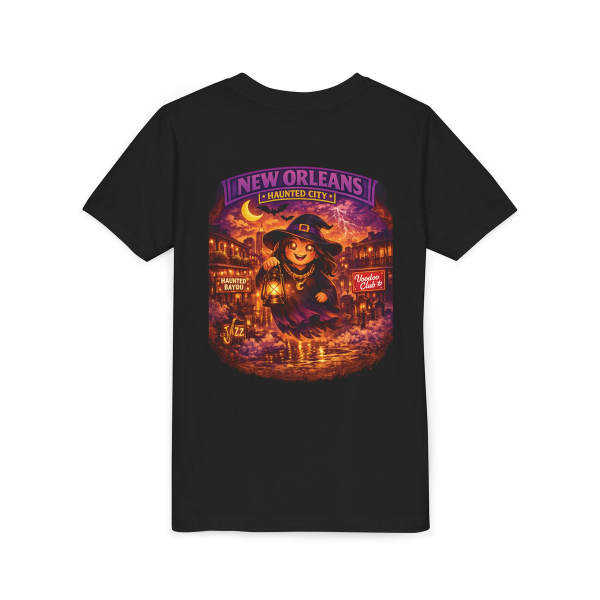 Youth Tee - New Orleans Haunted City Witch Design