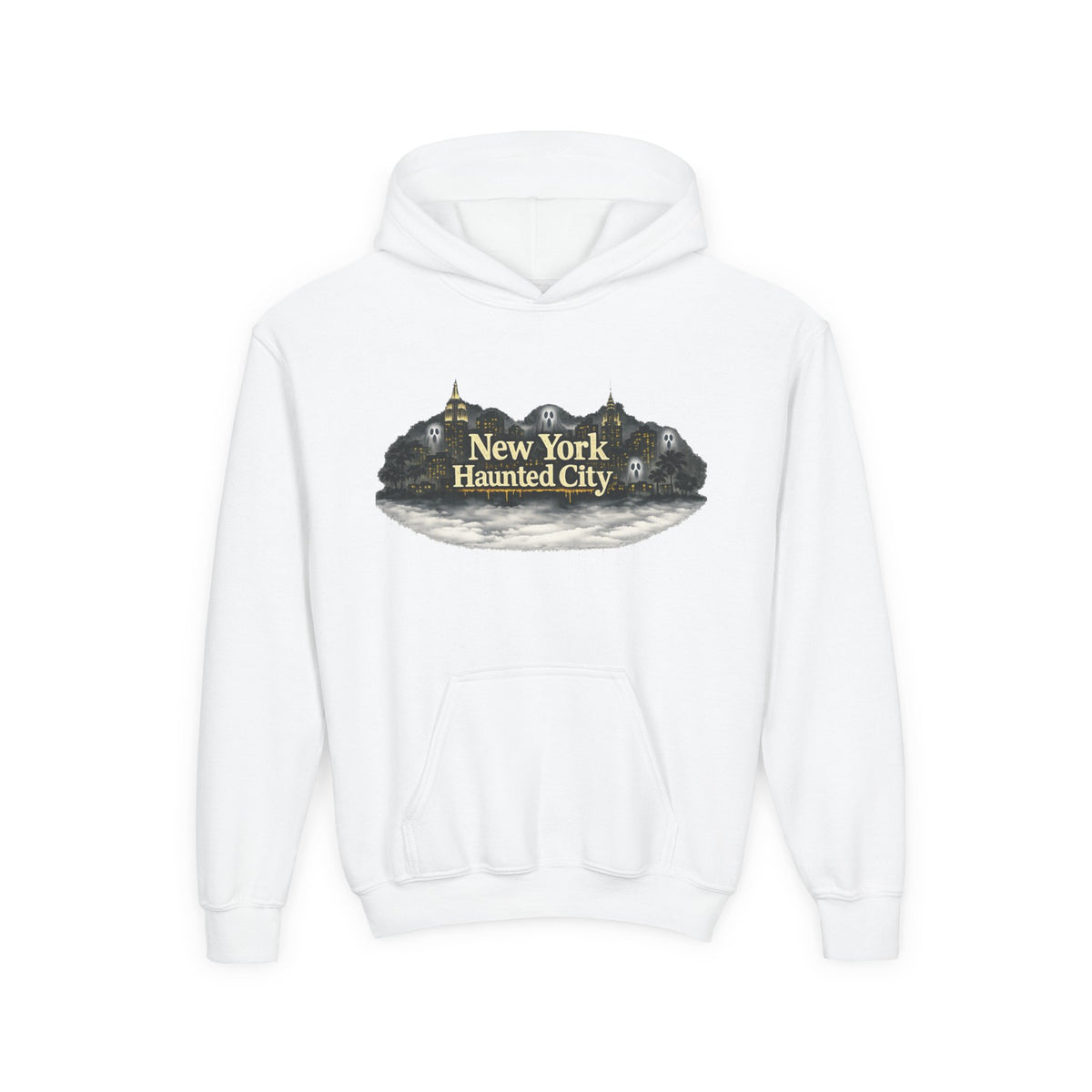 Youth Hoodie – New York Haunted City Vintage Spooky Graphic