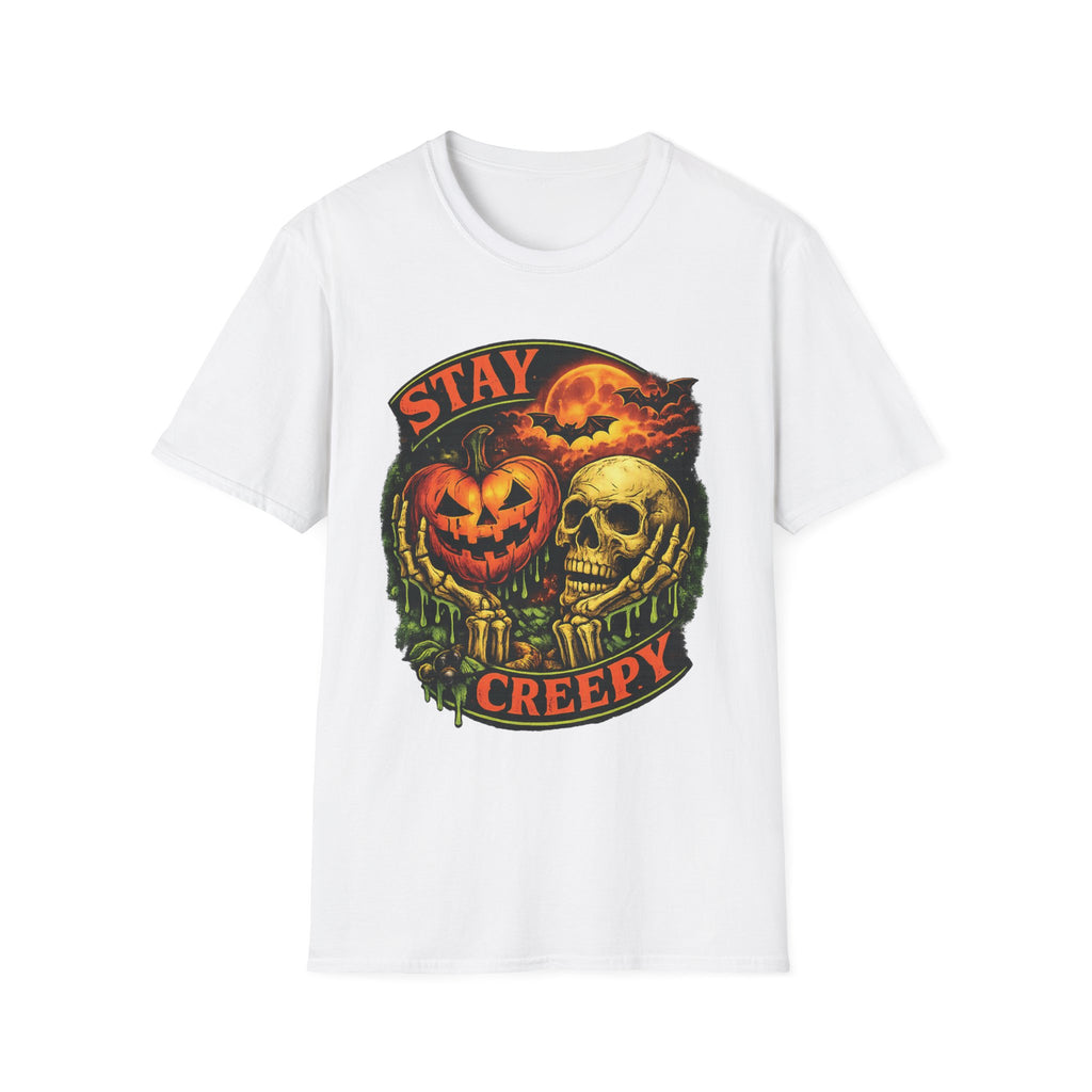 Stay Creepy Halloween T-Shirt — Vintage Pumpkin & Skull Spooky Tee