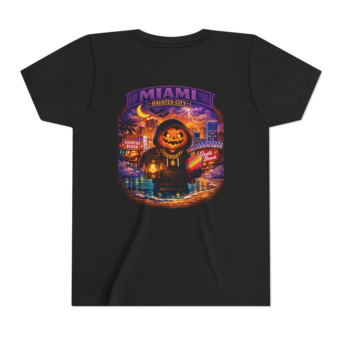 Miami Haunted City Youth Tee – Pumpkin Jack-O'-Lantern Halloween Shirt