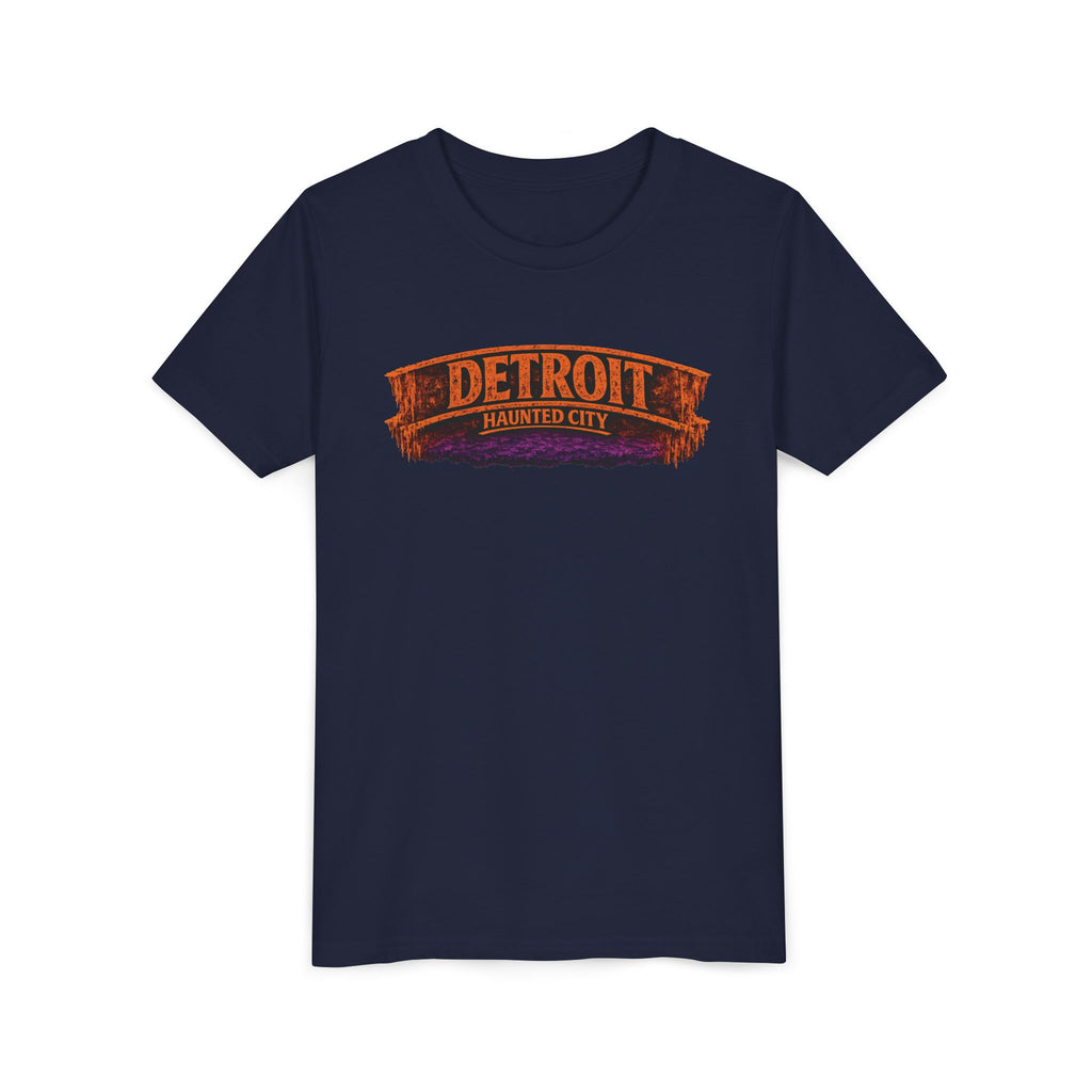 Detroit Haunted City Youth Tee — Halloween Monster Pumpkin Graphic