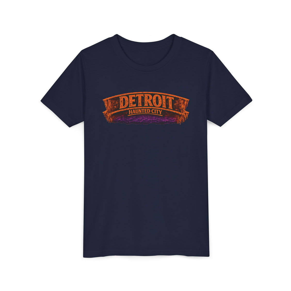 Detroit Haunted City Youth Tee — Halloween Monster Pumpkin Graphic