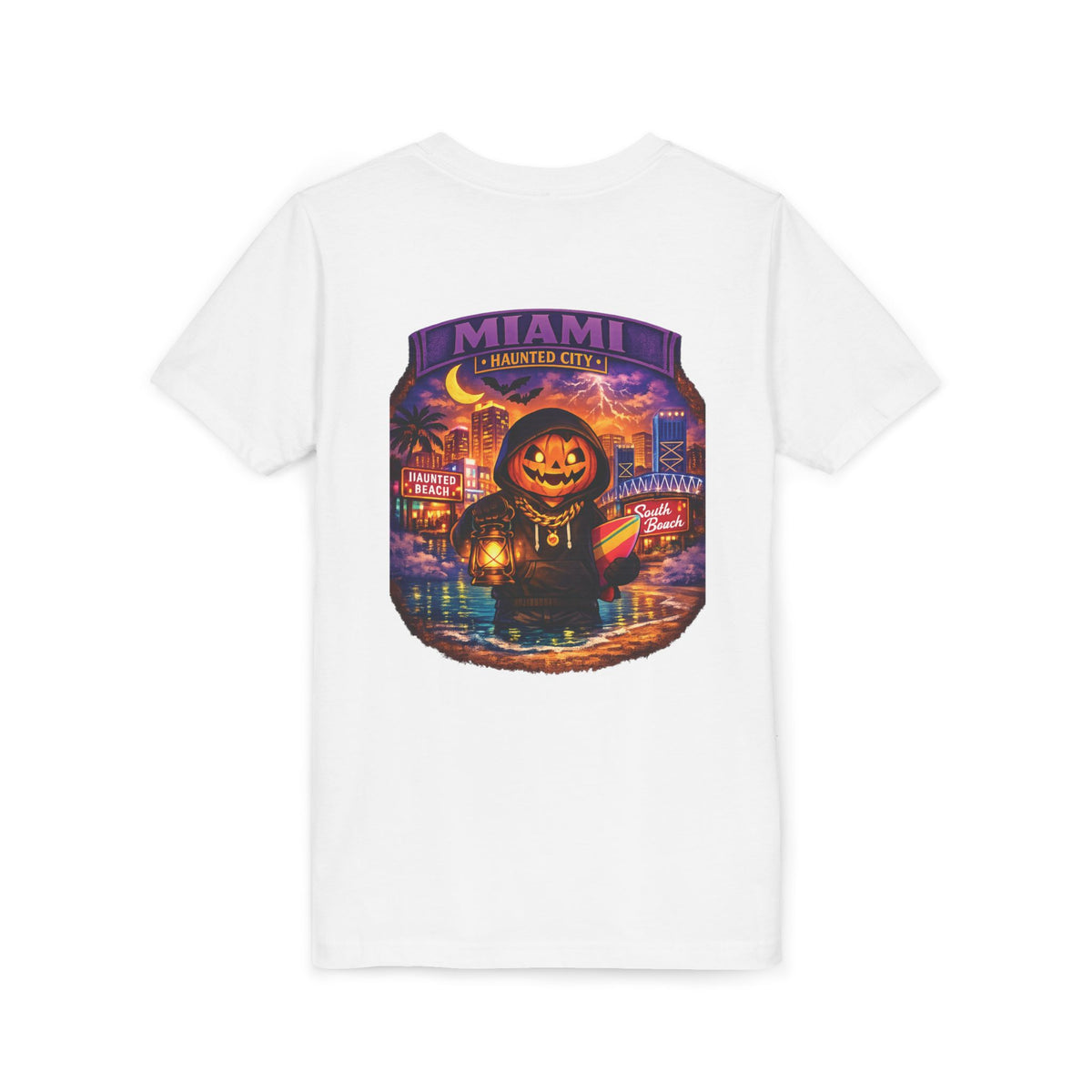 Miami Haunted City Youth Tee – Pumpkin Jack-O'-Lantern Halloween Shirt