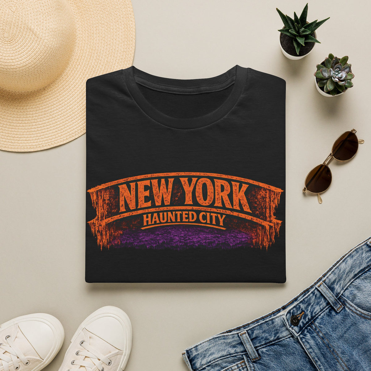 New York Haunted City T‑Shirt — Vintage Horror NYC Graphic Tee