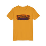 Jacksonville Haunted City Youth Tee — Halloween Smiling Mask Character