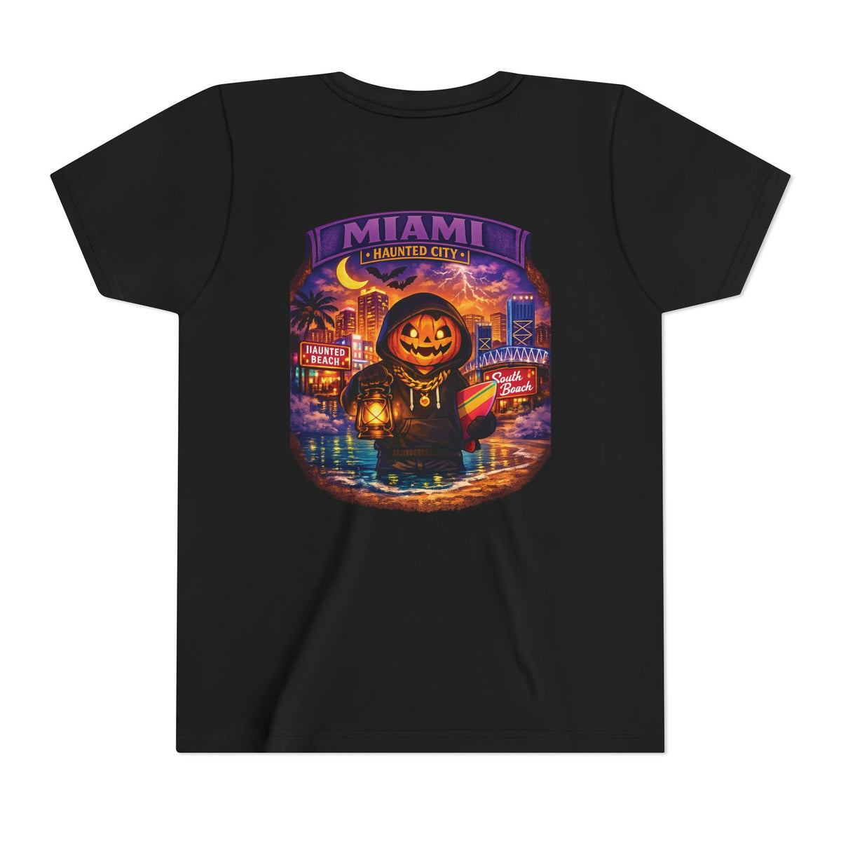 Miami Haunted City Youth Tee – Pumpkin Jack-O'-Lantern Halloween Shirt
