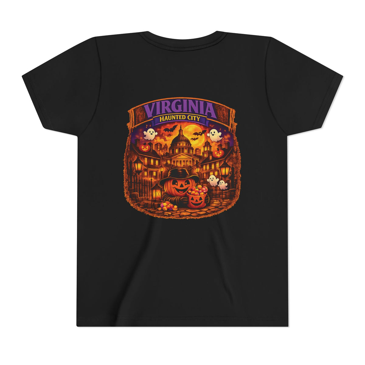 Virginia Haunted City Youth Tee — Halloween Pumpkin Ghosts Tee
