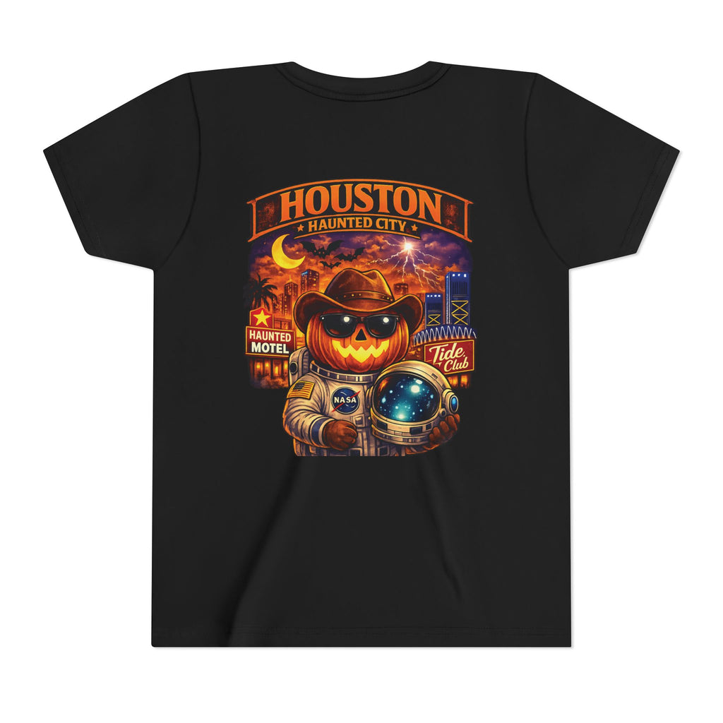 Youth Tee - Houston Haunted City Pumpkin Astronaut Halloween Shirt