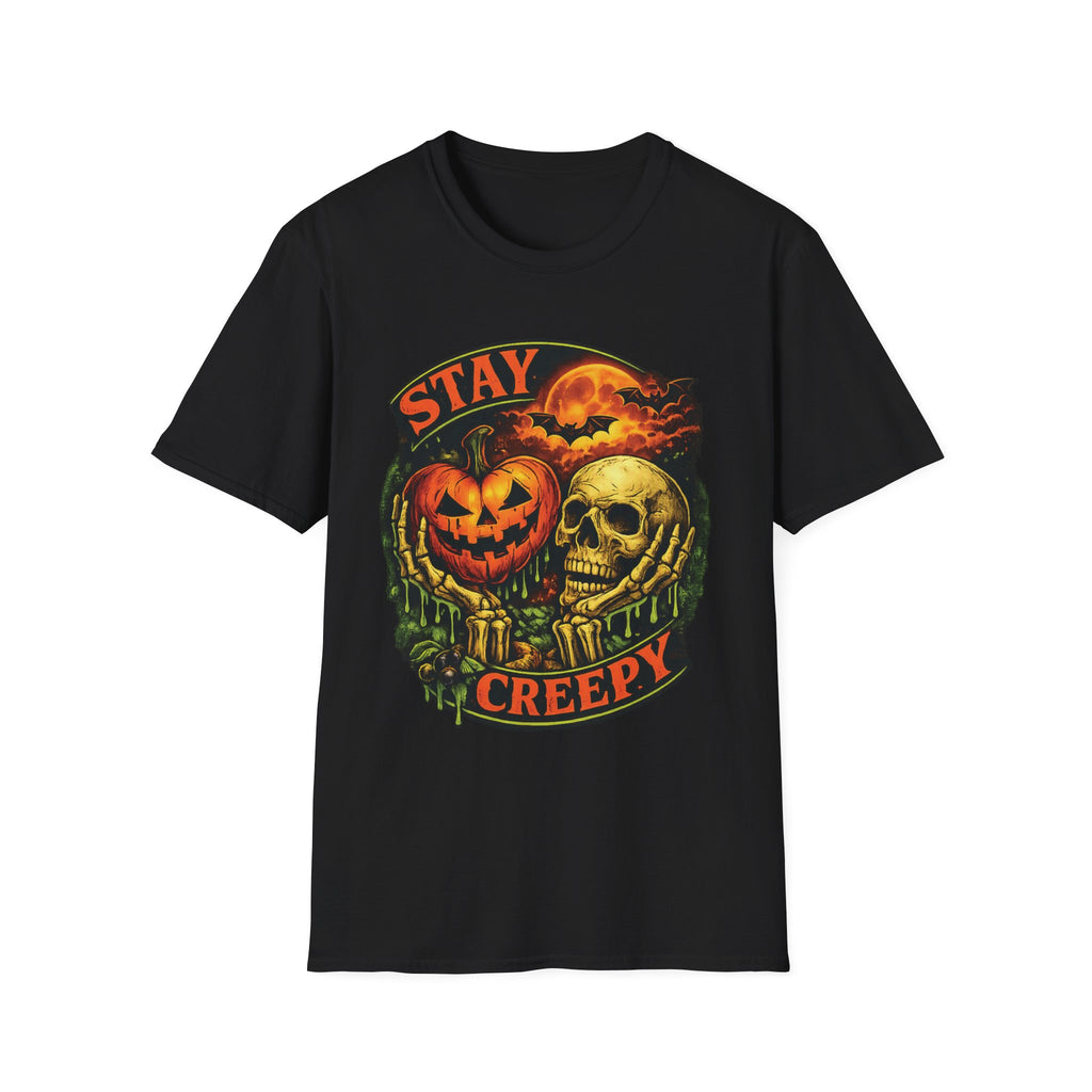 Stay Creepy Halloween T-Shirt — Vintage Pumpkin & Skull Spooky Tee