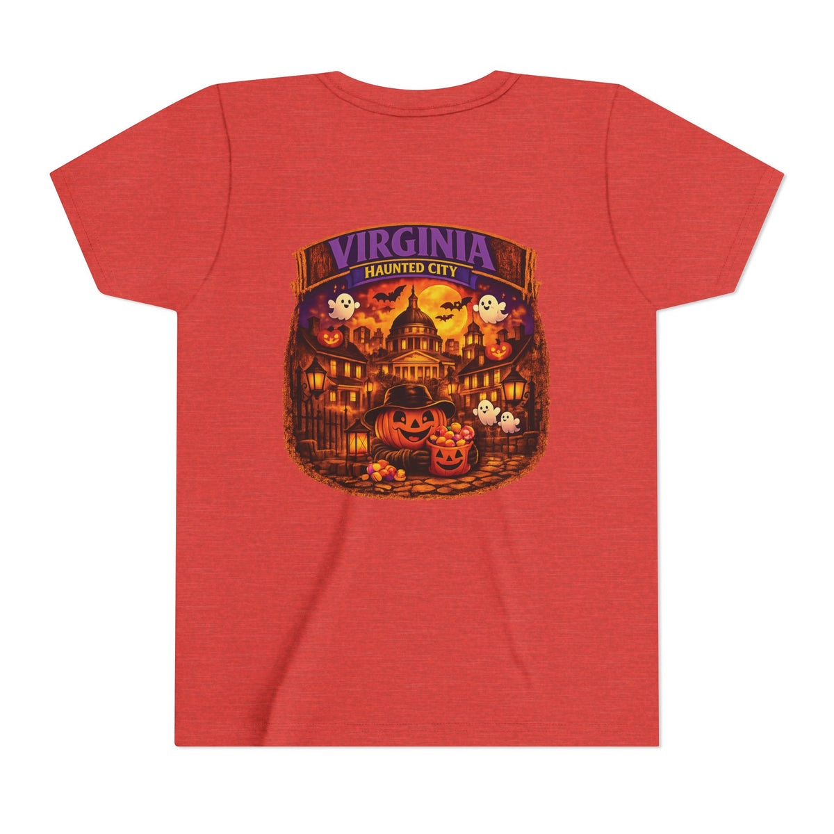 Virginia Haunted City Youth Tee — Halloween Pumpkin Ghosts Tee