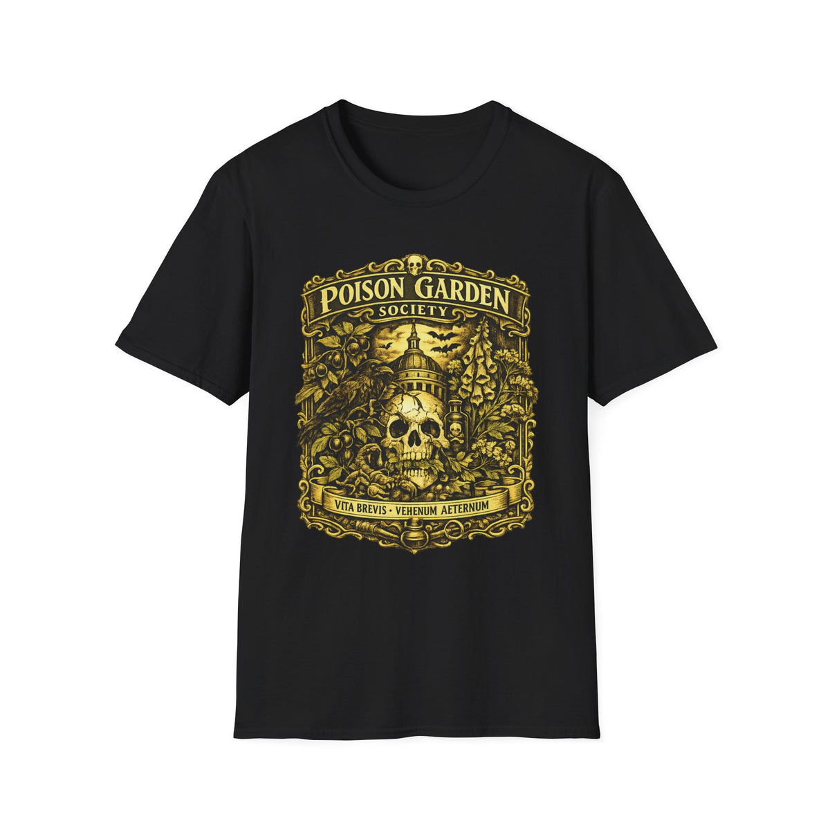 Poison Garden Society T-Shirt — Gothic Skull Botanical Tee
