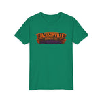 Jacksonville Haunted City Youth Tee — Halloween Smiling Mask Character