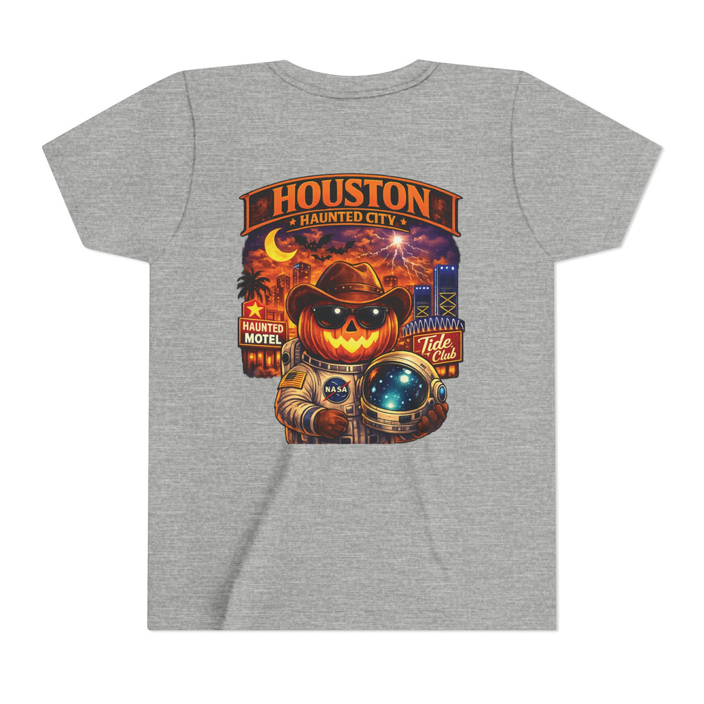 Youth Tee - Houston Haunted City Pumpkin Astronaut Halloween Shirt