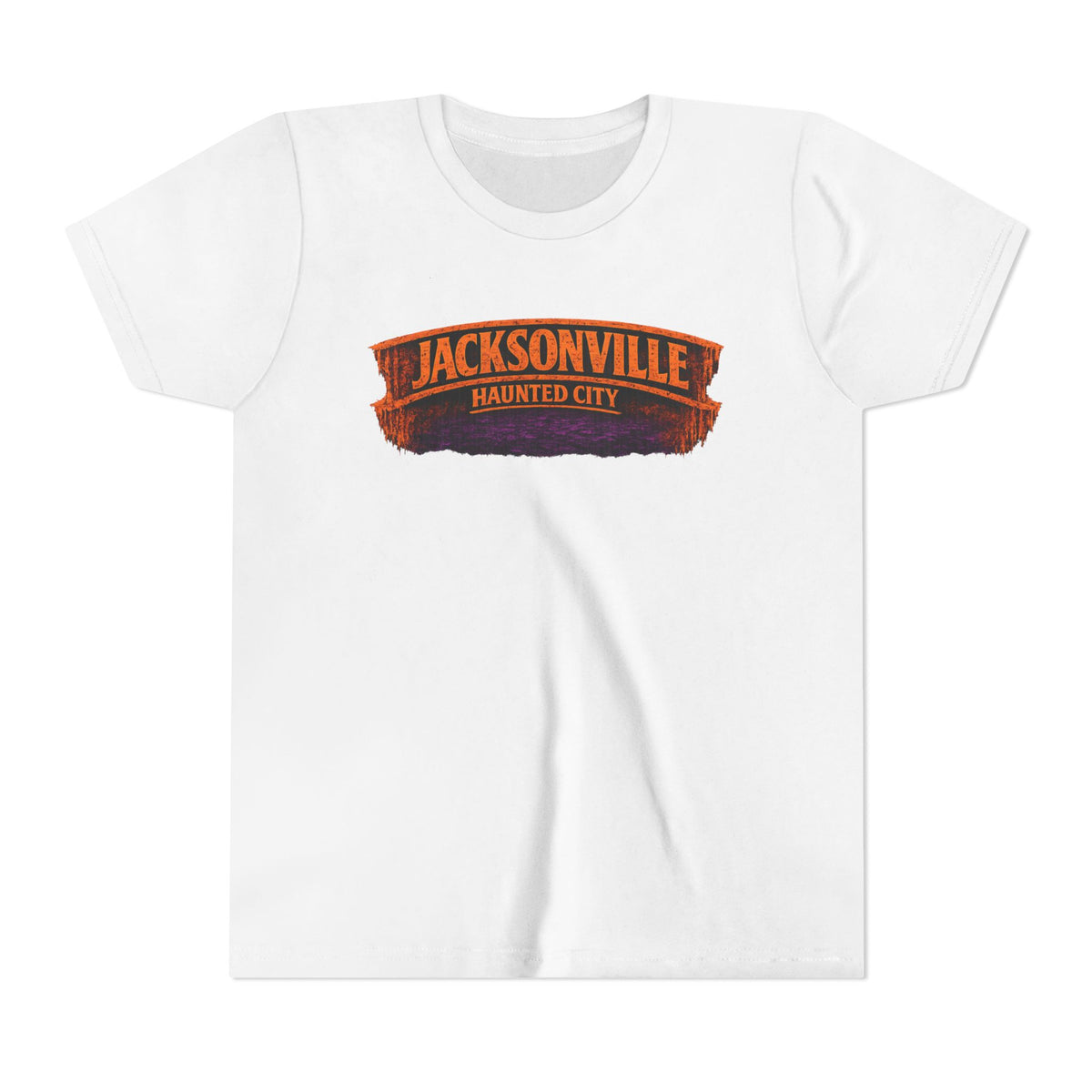Jacksonville Haunted City Youth Tee — Halloween Smiling Mask Character