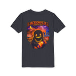 Jacksonville Haunted City Youth Tee — Halloween Smiling Mask Character