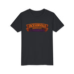 Jacksonville Haunted City Youth Tee — Halloween Smiling Mask Character
