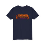 Jacksonville Haunted City Youth Tee — Halloween Smiling Mask Character