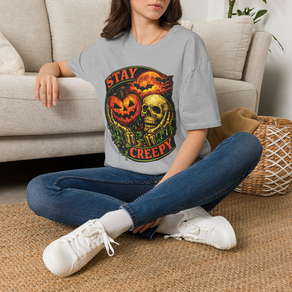 Stay Creepy Halloween T-Shirt — Vintage Pumpkin & Skull Spooky Tee