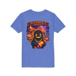 Jacksonville Haunted City Youth Tee — Halloween Smiling Mask Character
