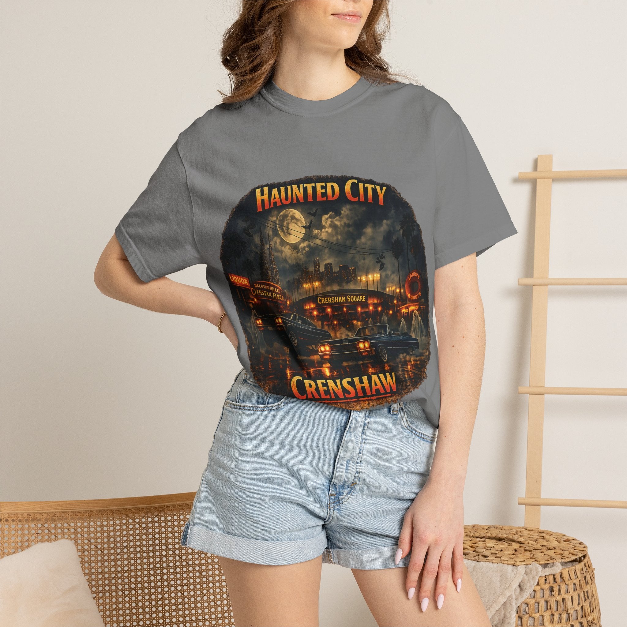 Haunted City Crenshaw T-Shirt — Vintage Halloween Carnival Graphic Tee