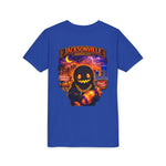 Jacksonville Haunted City Youth Tee — Halloween Smiling Mask Character