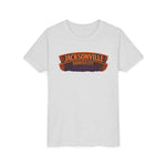 Jacksonville Haunted City Youth Tee — Halloween Smiling Mask Character