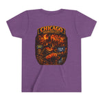 Chicago Haunted City Youth Tee — Halloween Pumpkin Skyline Shirt