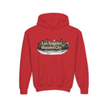 Los Angeles Haunted City Youth Hoodie — Spooky Cityscape Pullover