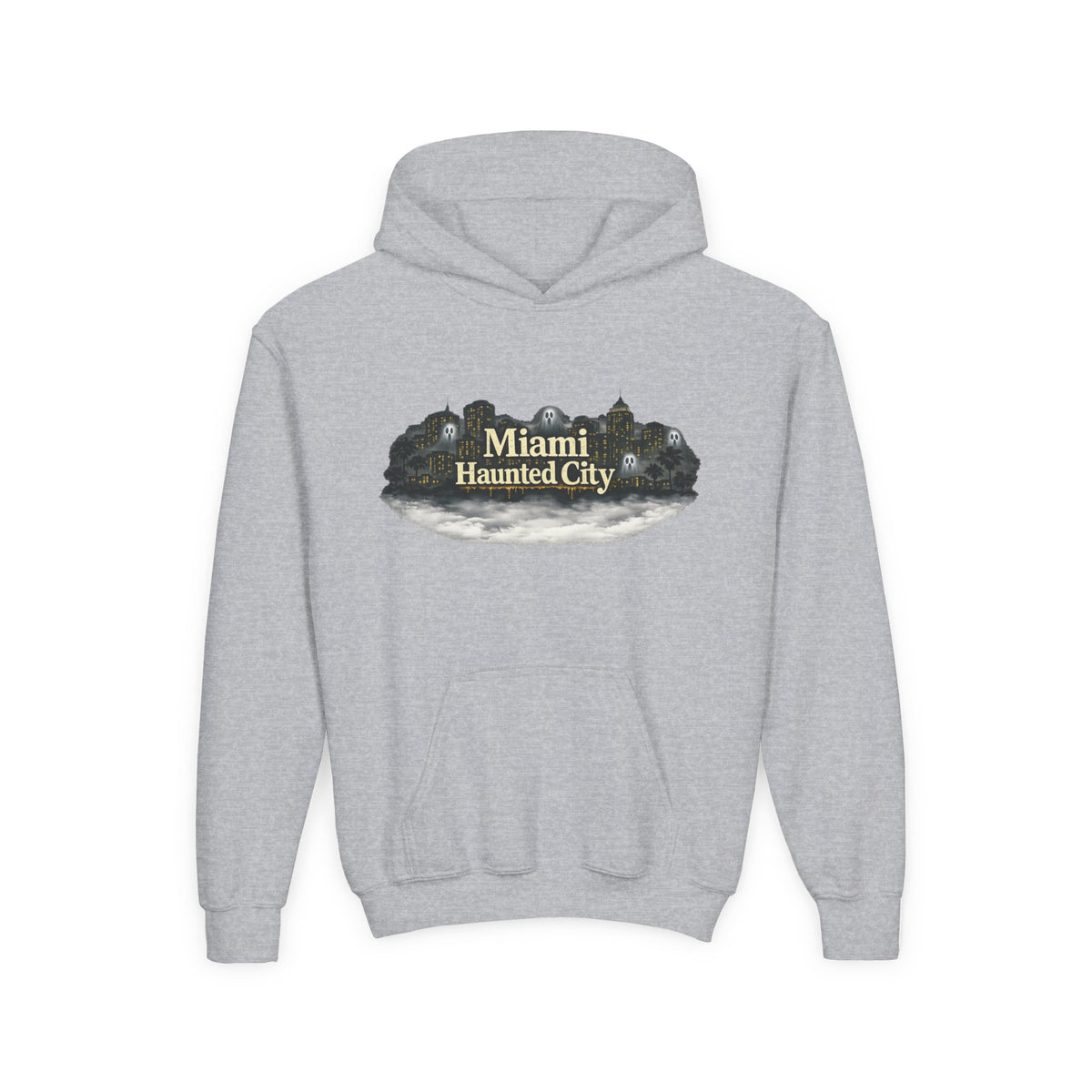 Miami Haunted City Youth Hoodie — Spooky Graveyard Graphic Sweatshirt