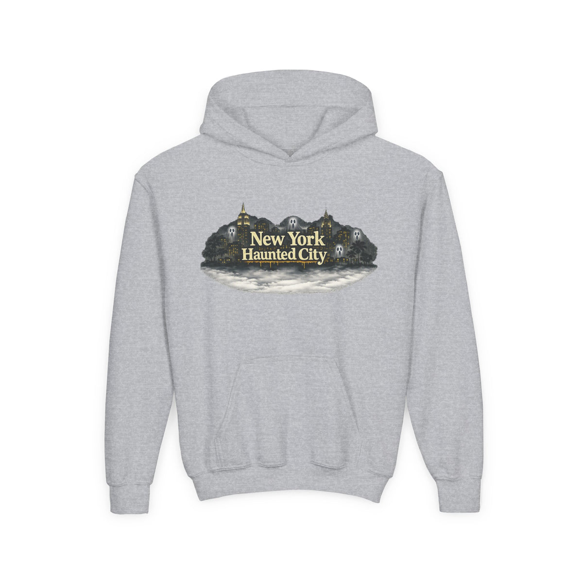 Youth Hoodie – New York Haunted City Vintage Spooky Graphic