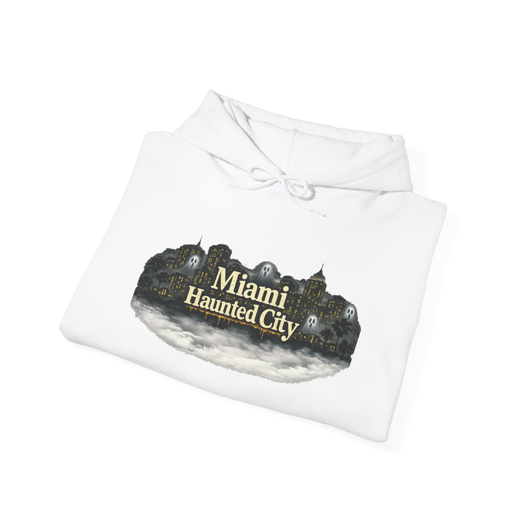 Miami Haunted City Hoodie — Vintage Haunted House Graphic Pullover