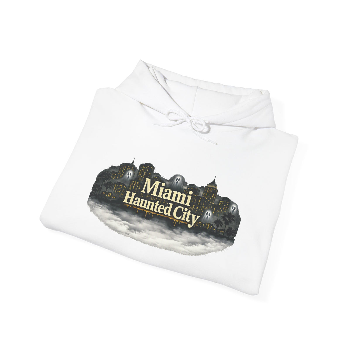 Miami Haunted City Hoodie — Vintage Haunted House Graphic Pullover