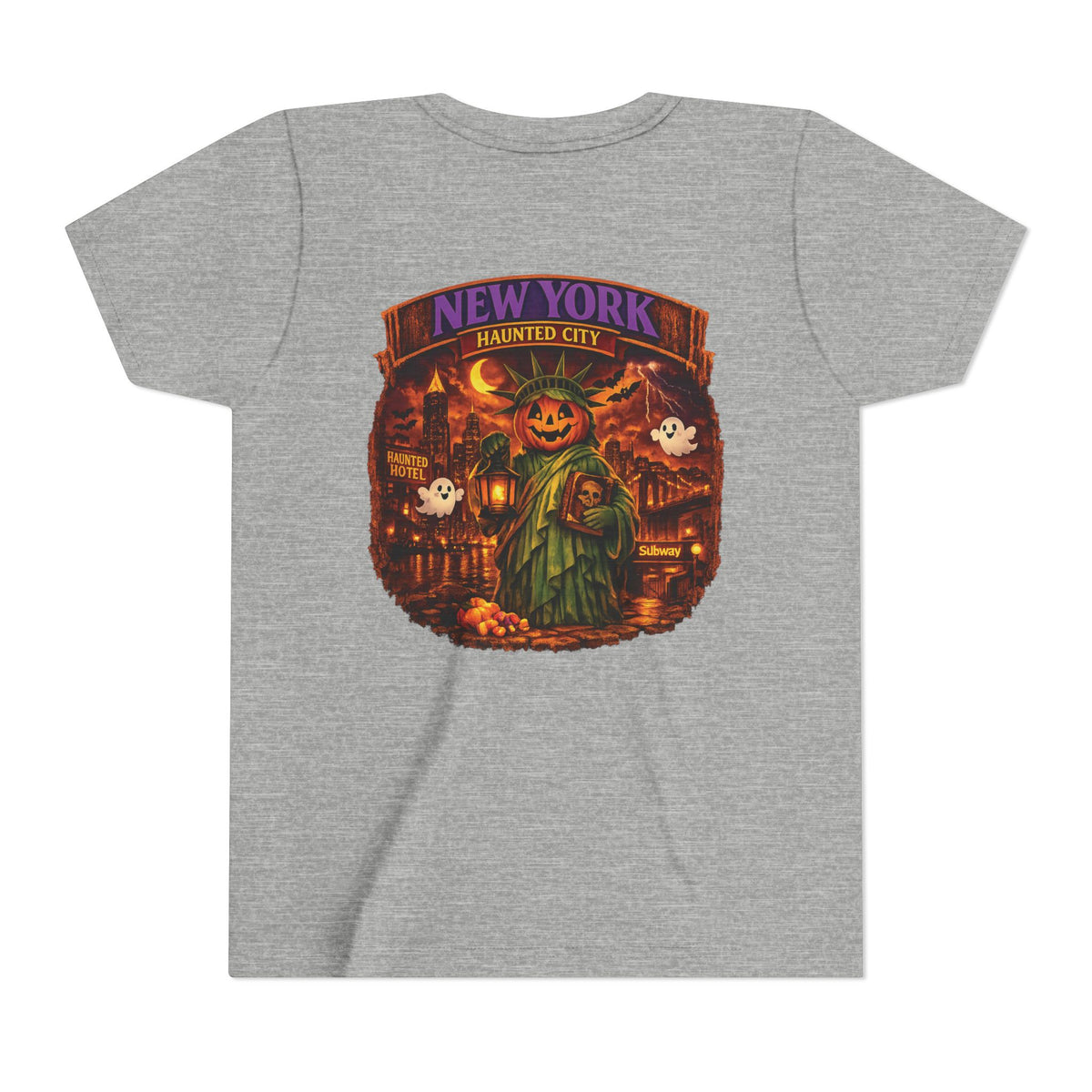 New York Haunted City Youth Tee — Halloween Pumpkin Jack-O'-Lantern Shirt