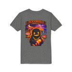 Jacksonville Haunted City Youth Tee — Halloween Smiling Mask Character