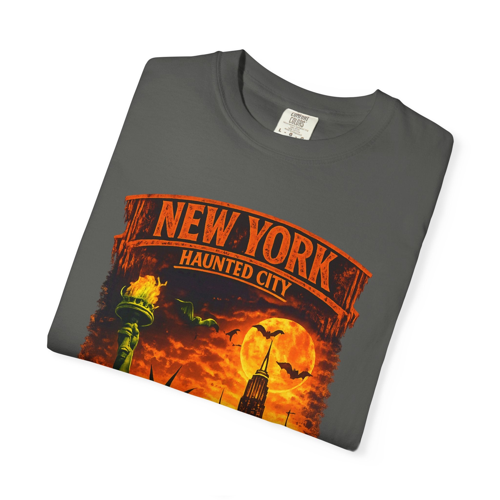 New York Haunted City T-Shirt — Spooky Statue of Liberty Skyline Tee